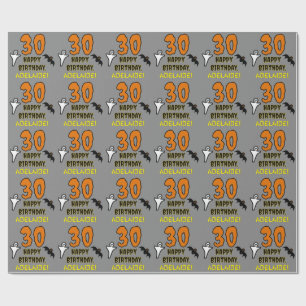 Papier Cadeau 30e anniversaire : Thème d'Halloween Éffrayant, No