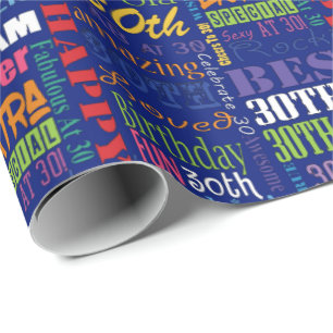 Papier Cadeau 30ème monogramme personnalisé de fête