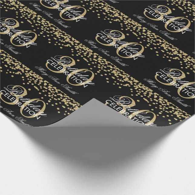 Papier Cadeau 30ème noir de confettis de parties scintillantes (Coin)