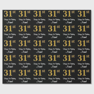 Papier Cadeau 31e anniversaire : Elégant luxe Faux Gold Look #