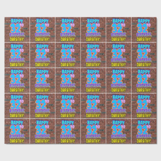 Papier Cadeau 32e anniversaire : Amusant, Graffiti urbain inspir (Couture)