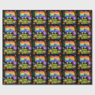 Papier Cadeau 32e anniversaire : Fun Fireworks, Rainbow Look # "