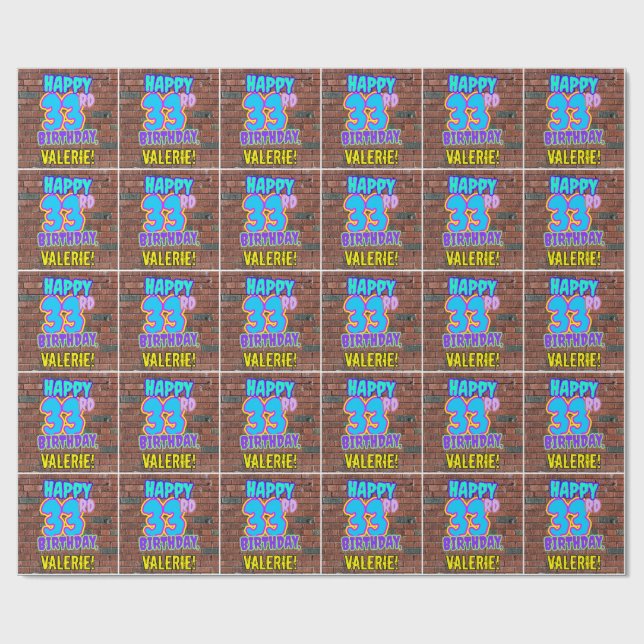 Papier Cadeau 33e anniversaire : Amusant, Graffiti urbain inspir (Plat)