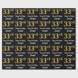 Papier Cadeau 33e anniversaire : Elégant luxe Faux Gold Look #