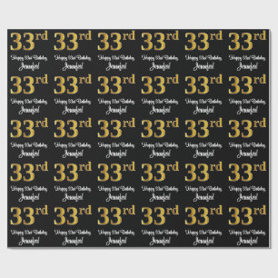 Papier Cadeau 33e anniversaire : Elégant luxe Faux Gold Look #