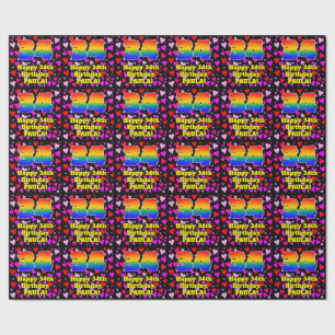 Papier Cadeau 34e anniversaire : Amour Hearts Motif, Arc-en-ciel
