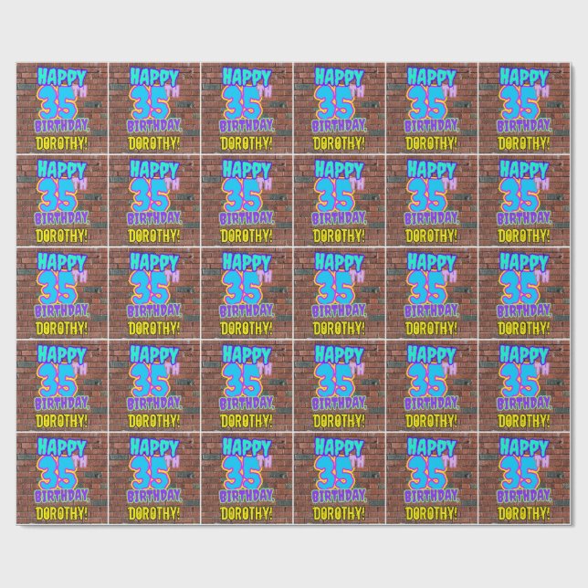 Papier Cadeau 35e anniversaire : Amusant, Graffiti urbain inspir (Plat)