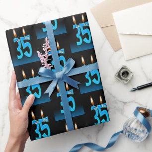 Papier Cadeau 35e anniversaire bougies avec boules d'yeux