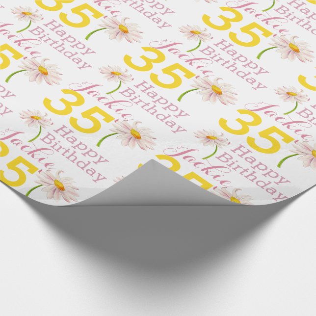 Papier Cadeau 35e anniversaire fleur de marguerite porte-cadeau (Coin)