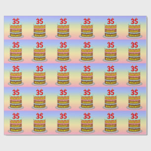 Papier Cadeau 35e anniversaire : Fun Cake and Candles + Nom pers
