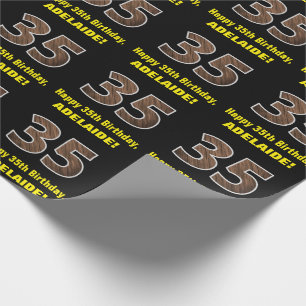 Papier Cadeau 35e anniversaire : Nom et Faux Motif de grains de