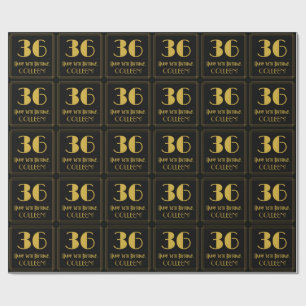 Papier Cadeau 36e anniversaire ~ Art Déco Inspiré "36", Nom