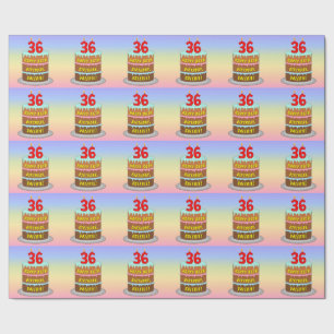 Papier Cadeau 36e anniversaire : Fun Cake and Candles + Nom pers