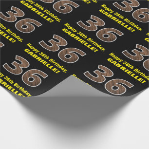 Papier Cadeau 36e anniversaire : Nom et Faux Motif de grains de 