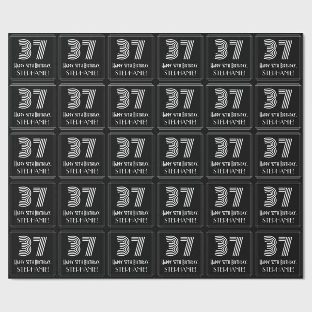 Papier Cadeau 37e anniversaire : Art Déco Inspiré Look "37" avec (Plat)