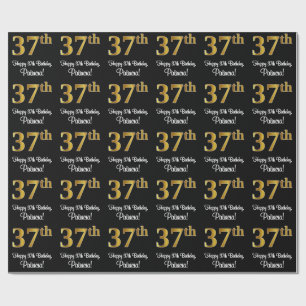 Papier Cadeau 37e anniversaire : Elégant Luxueux Faux Gold Look
