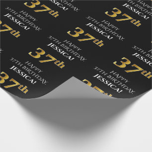 Papier Cadeau 37e anniversaire : Élégant, noir, parfum d'or Fa