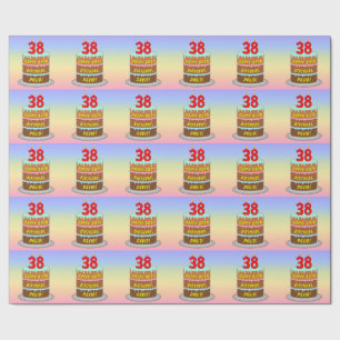 Papier Cadeau 38e anniversaire : Fun Cake and Candles + Nom pers