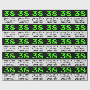 Papier Cadeau 38e anniversaire - Nerdy / Geeky Style "38" et nom