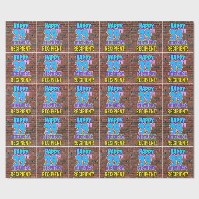 Papier Cadeau 39e anniversaire : Amusant, Graffiti urbain inspir (Couture)