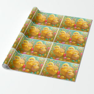 Papier Cadeau 3 Collecte De Pâques De Poulet Et D'Oeufs
