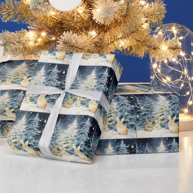 Papier Cadeau 3 lapins de Noël (Vacances)