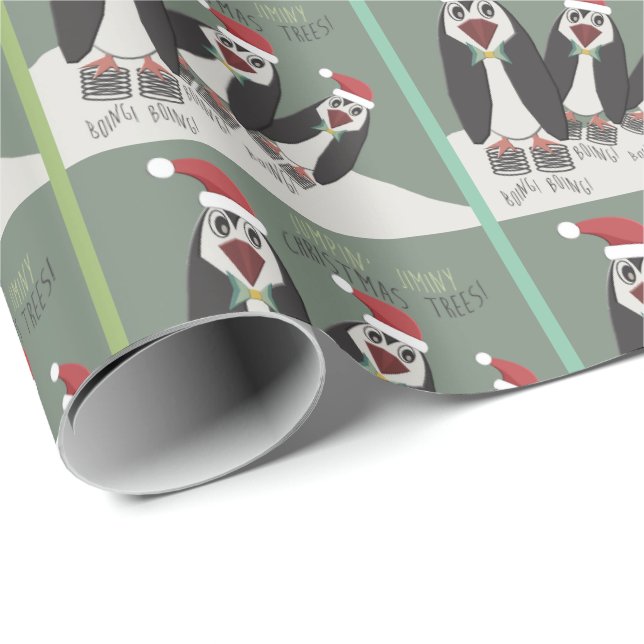 Papier Cadeau 3 pingouins souples drôles (Coin rond)