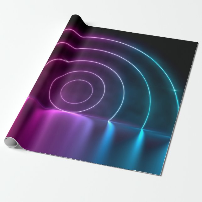 Papier Cadeau 3d ing of ultraviolet circle portal glowing lines  (Déroulé)