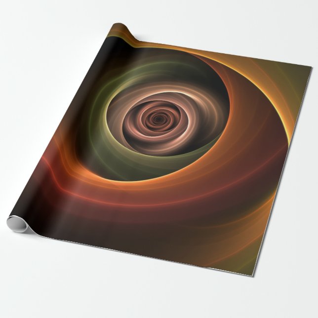 Papier Cadeau 3D Spirale Abstraite couleurs chaudes Art fractal  (Déroulé)