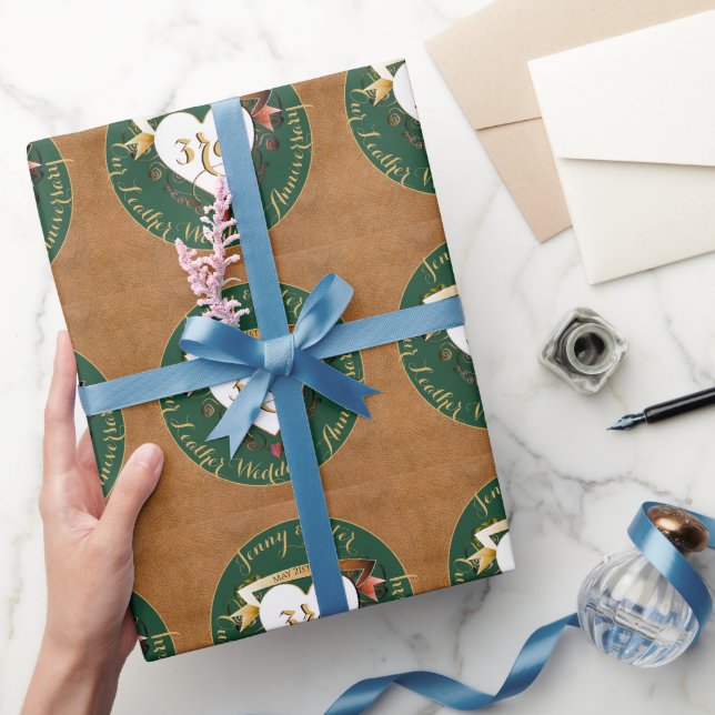 Papier Cadeau 3e anniversaire du Mariage Image en cuir (Cadeaux)