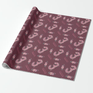 Papier Cadeau 3ème grand anniversaire fille Fleurs roses Fleurs