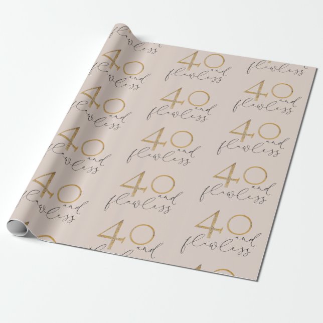 Papier Cadeau 40 & Flawless Blush Pink Gold & Grey 40e anniversa (Déroulé)