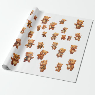 Papier Cadeau 40 Papier à rouleau à écorce éditable pour ours en