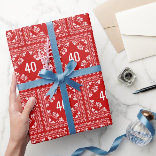 Papier Cadeau 40e anniversaire Bandana rouge (Cadeaux)