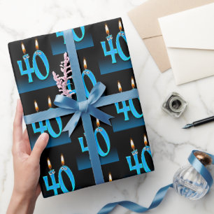 Papier Cadeau 40e anniversaire bougies avec boules d'yeux