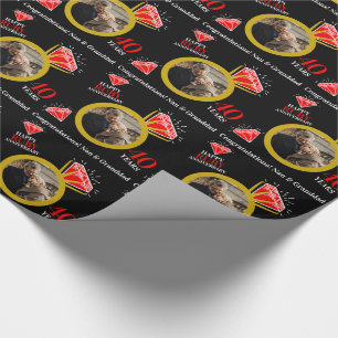 Papier Cadeau 40e anniversaire de rubis bague or photo personnal
