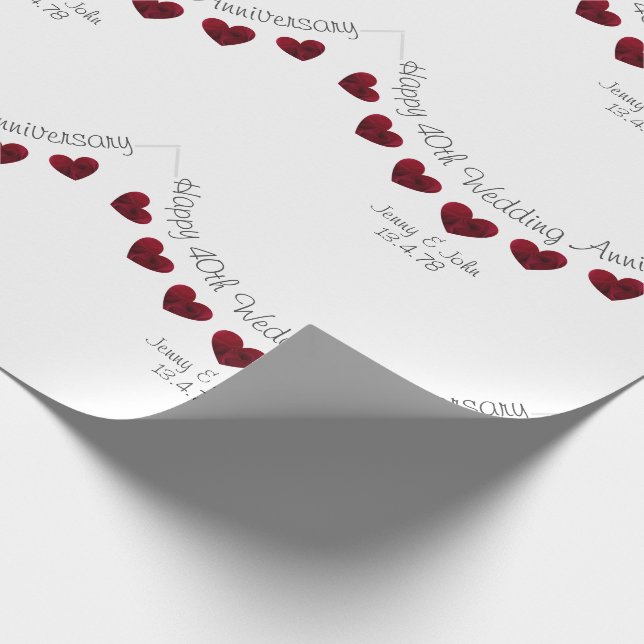 Papier Cadeau 40e anniversaire du Mariage Ruby papier personnali (Coin)