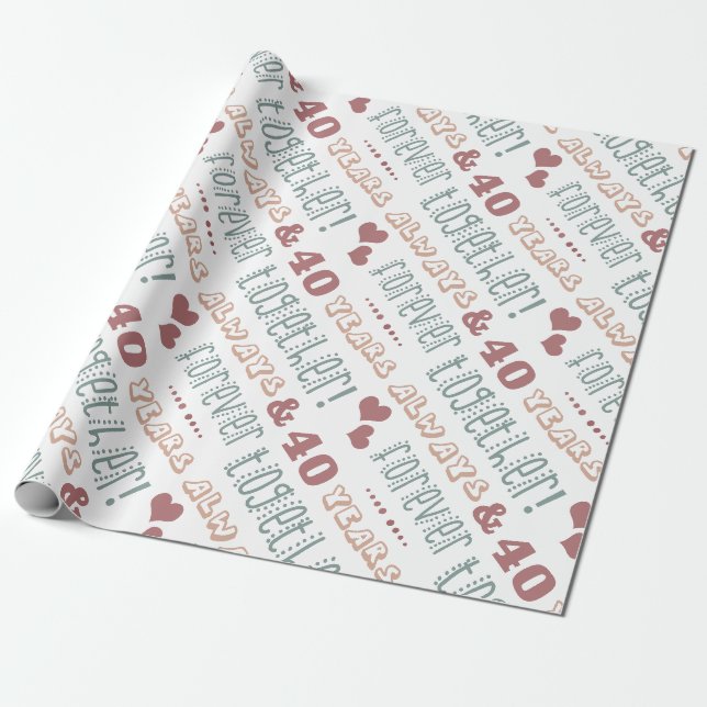 Papier Cadeau 40ème anniversaire de Mariage mignon (Déroulé)