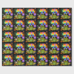 Papier Cadeau 41e anniversaire : Fun Fireworks, Rainbow Look #41