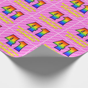 Papier Cadeau 41e anniversaire : Pink Stripes & Hearts, Arc en c