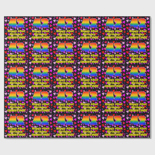 Papier Cadeau 42e anniversaire : Amour Hearts Motif, Arc en ciel