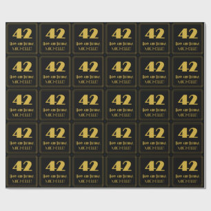 Papier Cadeau 42e anniversaire - Art Déco Inspiré "42" & Nom