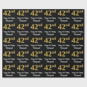 Papier Cadeau 42e anniversaire : Elégant Luxueux Faux Gold Look