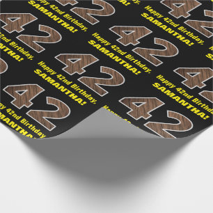 Papier Cadeau 42e anniversaire : Nom et Faux Motif de grains de