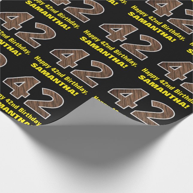 Papier Cadeau 42e anniversaire : Nom et Faux Motif de grains de  (Coin)