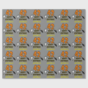 Papier Cadeau 42e anniversaire : Thème d'Halloween Éffrayant, No