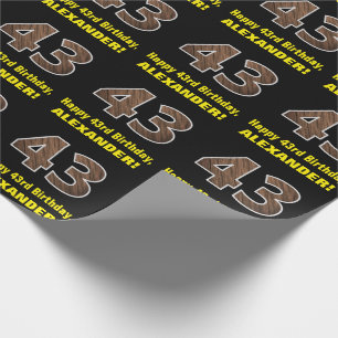 Papier Cadeau 43e anniversaire : Nom et Faux Motif de grains de