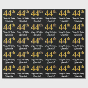 Papier Cadeau 44e anniversaire : Elégant luxe Faux Gold Look #