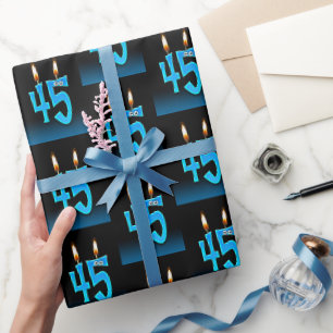 Papier Cadeau 45e anniversaire bougies avec boules d'yeux