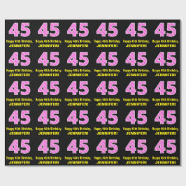 Papier Cadeau 45e anniversaire : Pink Stripes and Hearts "45" + 